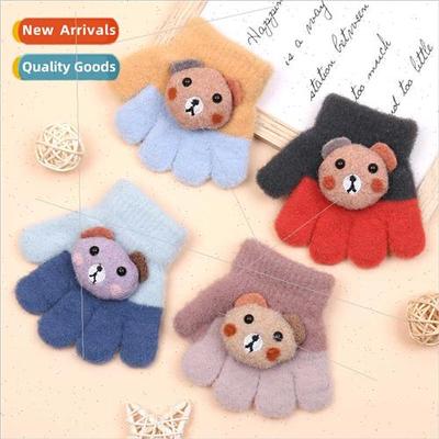 Handling children warm cold spl-finger knted gloves winter p