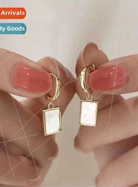 New tide square mother-of-pearl earrings niche earrings seni