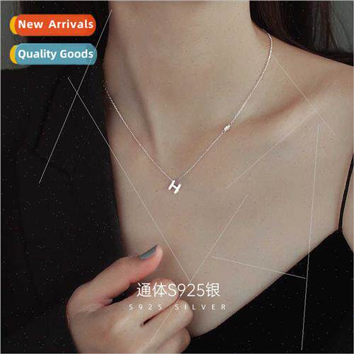 che letter H necklace women ins premium 2022 new S925 silver
