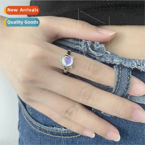 Dazzle color moonstone cat ring Korea fashion sweet cute meo
