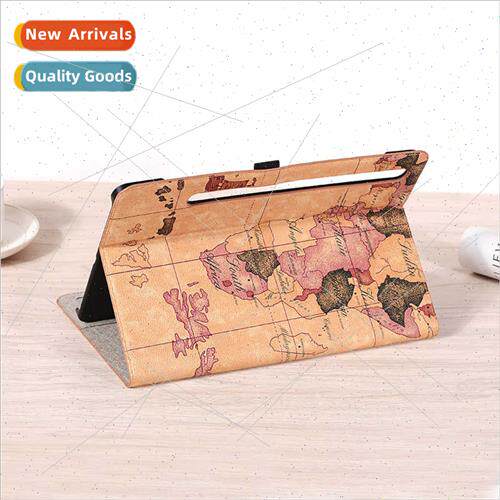 适用Samsung S9FE Plus Tablet Case S9 FE+ map pattern high-en