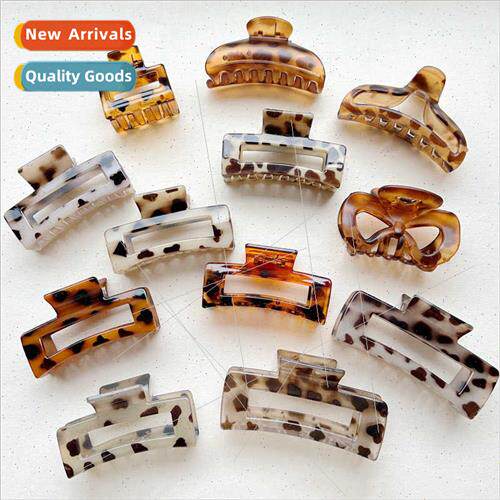 Leopard Print Scratch Clip French Vintage Back Head Hair Cli