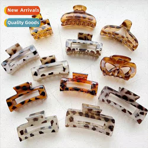 Leopard Print Scratch Clip French Vintage Back Head Hair Cli