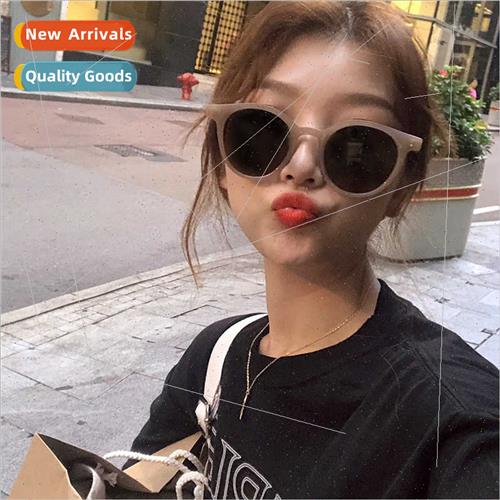 2018 new Korean retro round frame cream mocha tea color pola