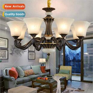 American full copper chandelier  jade atmospheric living roo