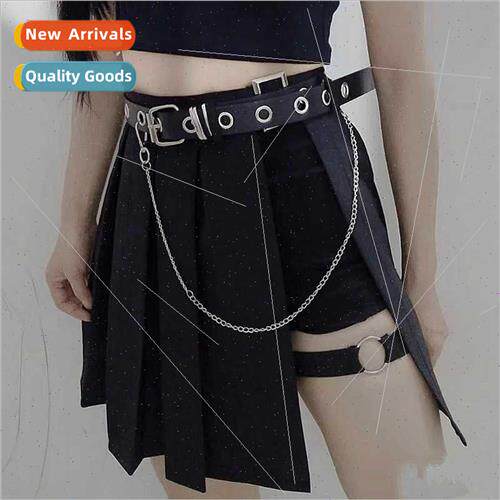 Punk chain full holes belt women jeans hundred decorative be