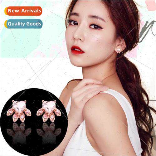 Europe cartoon cute animal footprints cat paw earrings pink