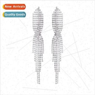 Diamond Long Encrusted Cross Earrin Creative Tassel Earrings