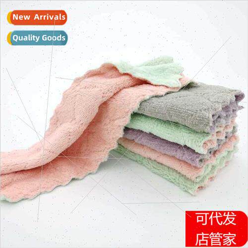 Wet dry dishcloths lint-free -stick two-color dish towel pla