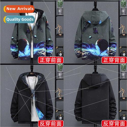 Men spring fall jacket new nd reversible jacket handsome cas