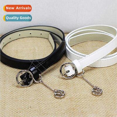 Ms. thin belt round pin buckle belt cowhide bottom decorativ