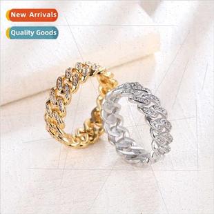 Ring Zirco Hop Set Full 8mm Chain Cuban Zirconia Hip Fashion
