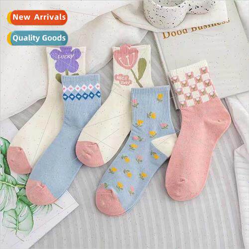 Socks womens spring mid-calf womens socks ins tide Korea hun