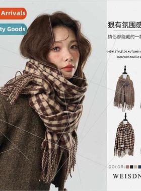 Retro new birds check scarf men women unisex hundred wh tass