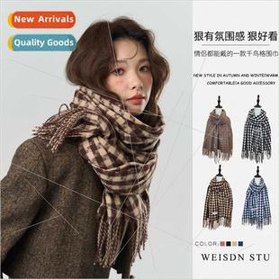 women tass birds hundred unisex men scarf check new Retro