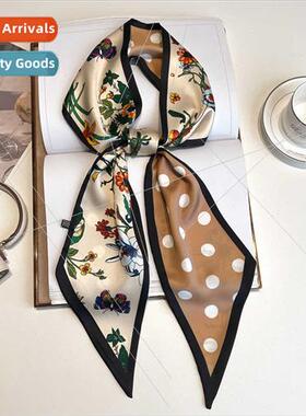 Summer new small long simulation silk silk scarf women versa