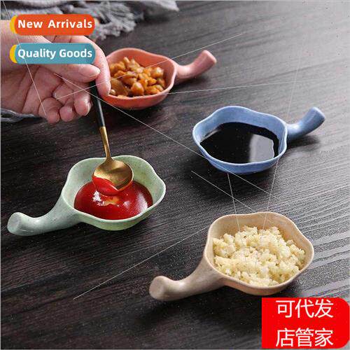Wheat straw seasoning plate wh handle kchen multi-purpose sa