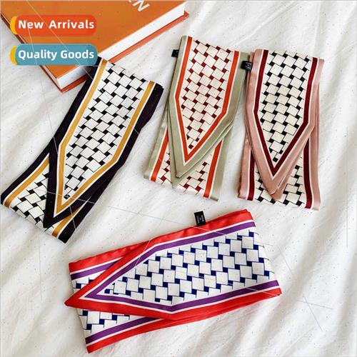 Retro fashion winter decorative silk scarf small long spring