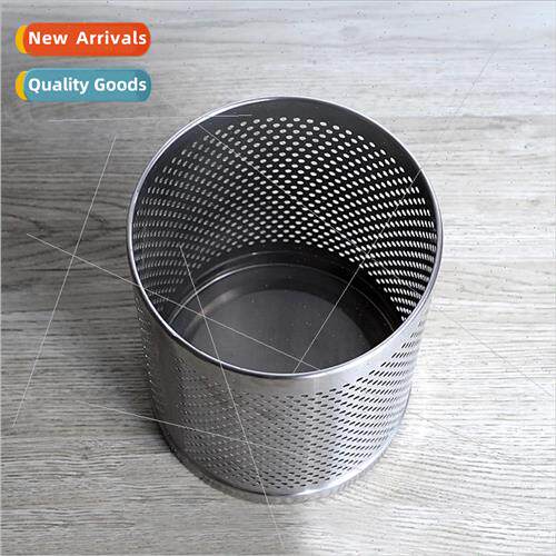 Hollowed out stainless steel round garbage can household cle