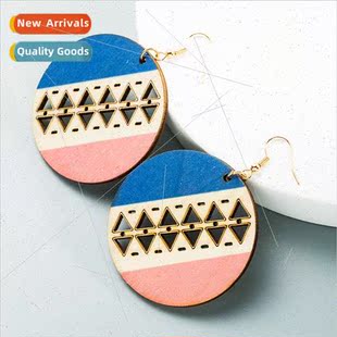 wood new earrings creative Europe hollow fashion