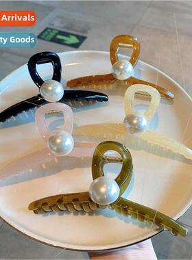 Korea pearl hair clips female back head senior sense headdre