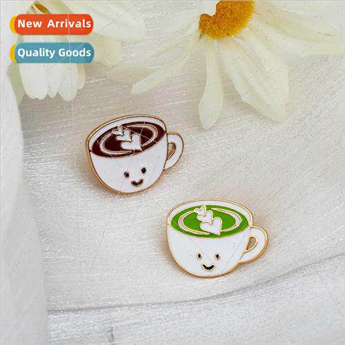 Fashion Creative Mini Coffee Cup Green Tea Brooch Women Acce
