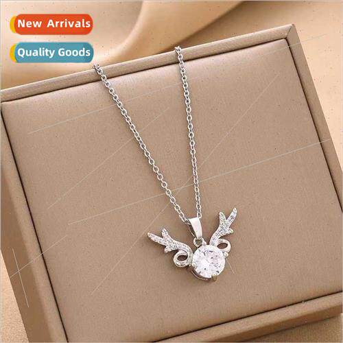 Ins tide Koreadiamond antler necklace female collarbone chai