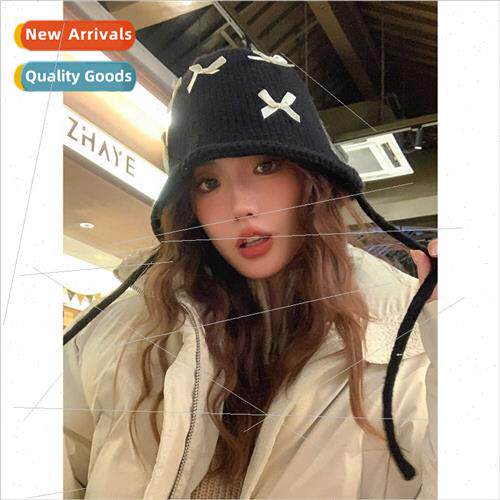 hin like Korean cute bow knted fisherman hat female fall win