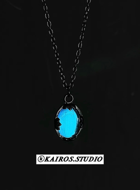 Blue Gaze灵魂之镜原创设计项链男女复古渐变晶石锁骨链男ins配饰