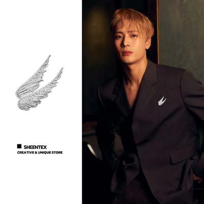 SHEENTEX 王嘉尔同款羽毛胸针男士气质西服徽章设计感别针男配饰