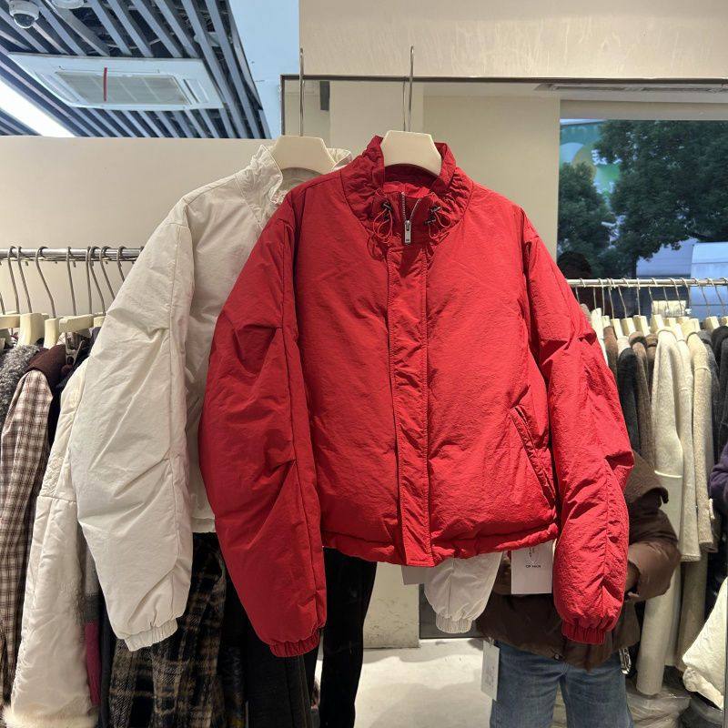 韩国时尚复古抽绳宽松棉服外套女2025年秋冬季时尚新款小清新棉服