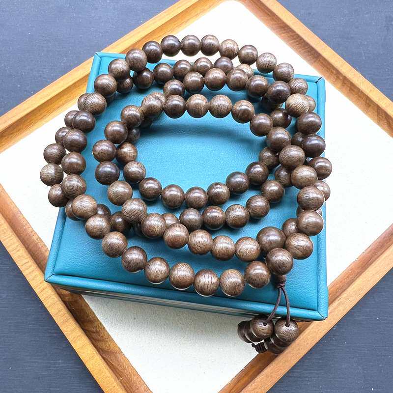 黑油料沉香8mm108颗佛珠手链 文莱沉香手串男女款文玩 ty157