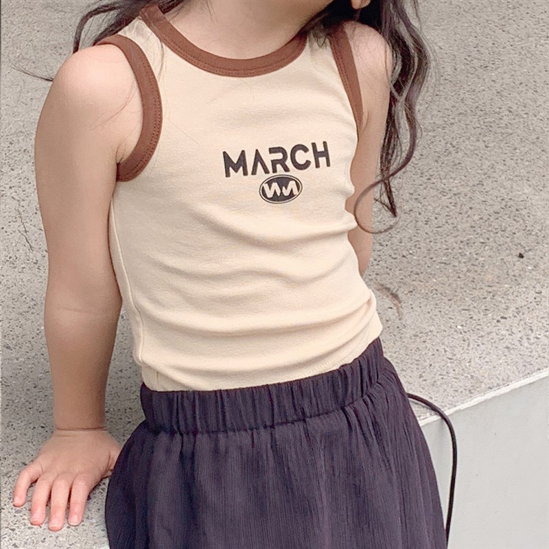 女童背心2023新n款儿童夏季薄款纯棉洋气吊带无袖女孩圆领外穿上