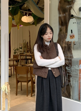 PERRY自制小个子气质夹棉修身菱形格马甲小码150xxs