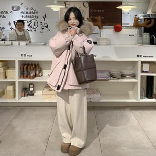 150xxs 加厚小码 PERRY小个子毛领派克羽绒服宽松工装 短款