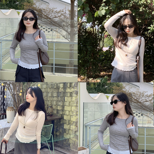 PERRY自制个子设计感天丝羊毛拼色打底衫小码150xxs