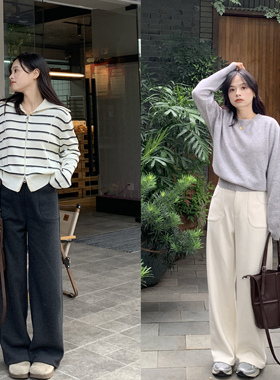 PERRY自制小个子醋酸羊毛毛呢阔腿裤女宽松显瘦百搭休闲裤150xxs