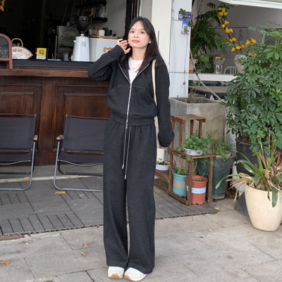 PERRY自制小个子加绒连帽lulu运动休闲套装小码150xxs