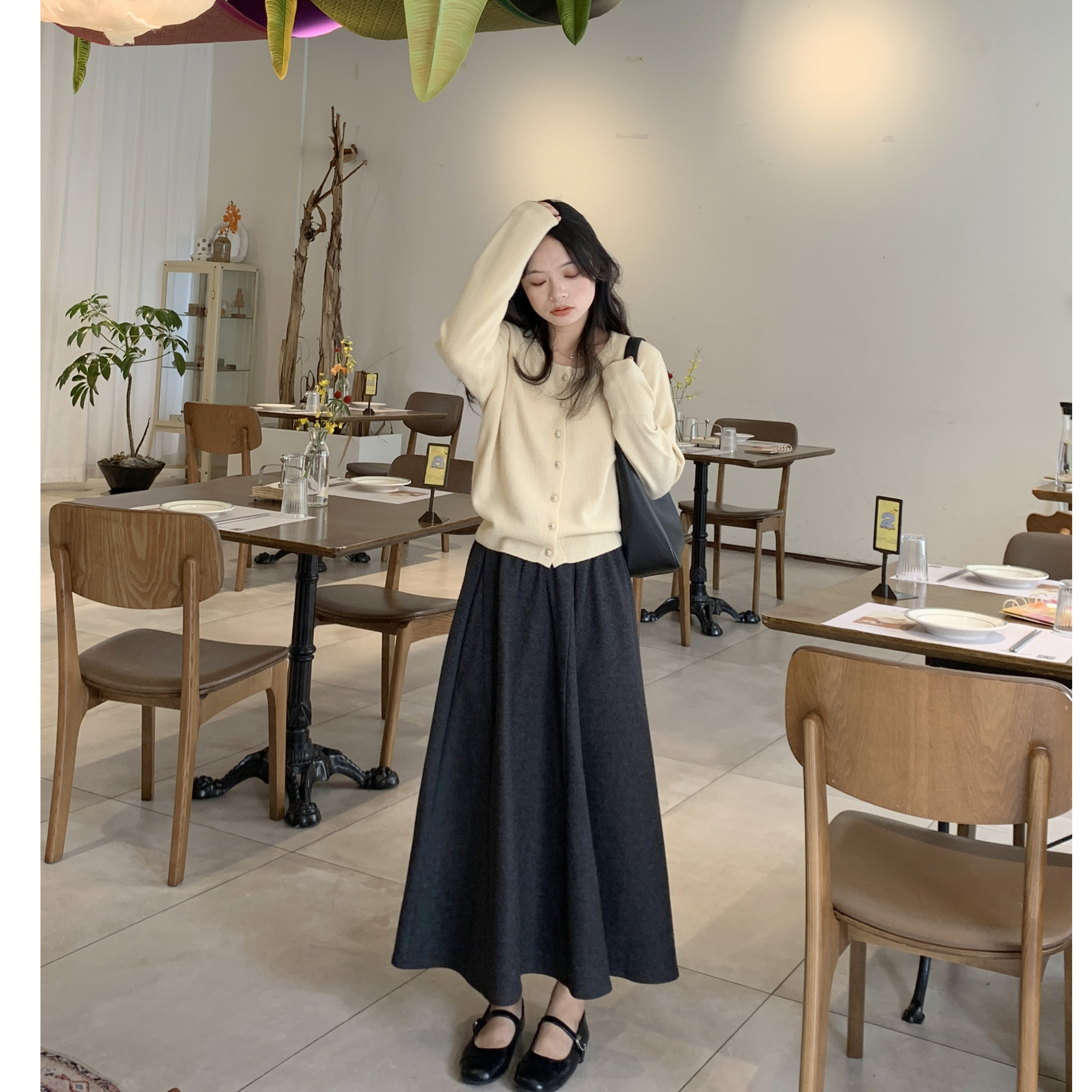 PERRY自制小个子半身裙松紧宽松显瘦百搭中长款裙子150xxs