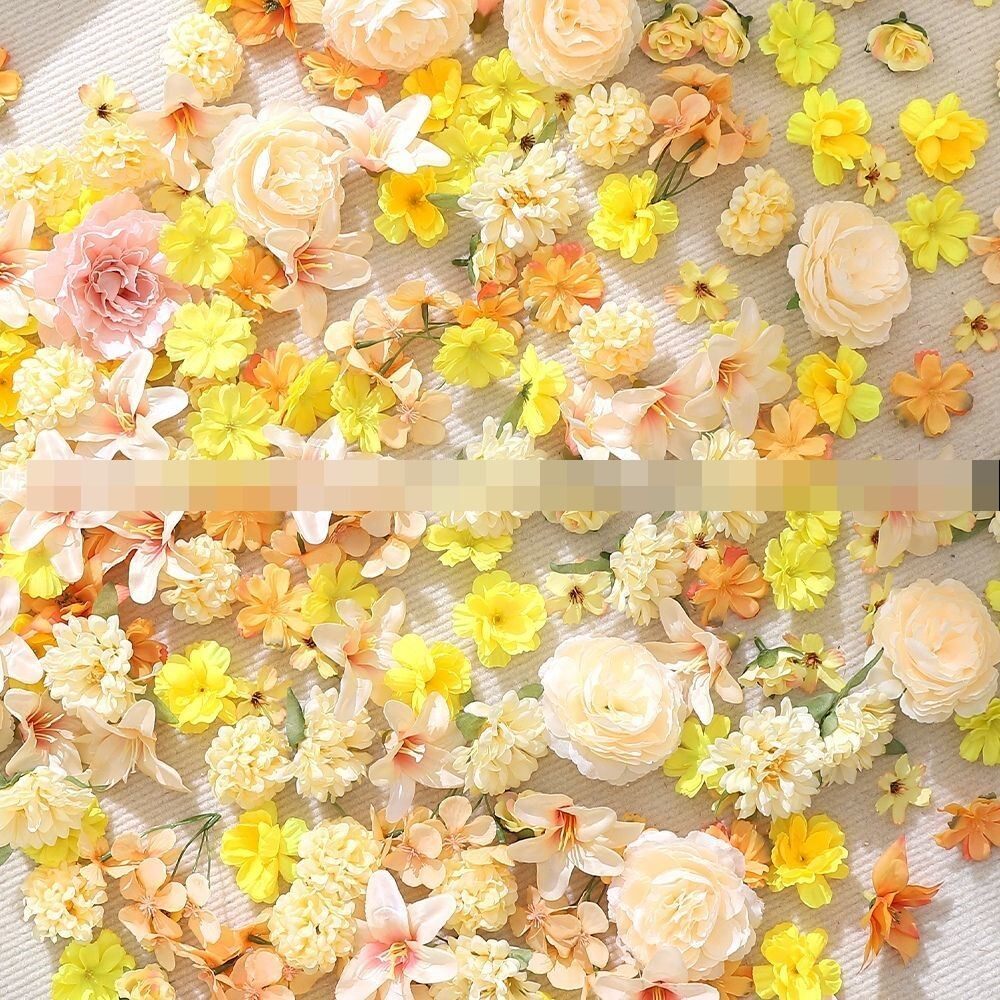 黄色系混搭仿真花朵假花绢花dy手作糖花头饰学十帽花环材料包
