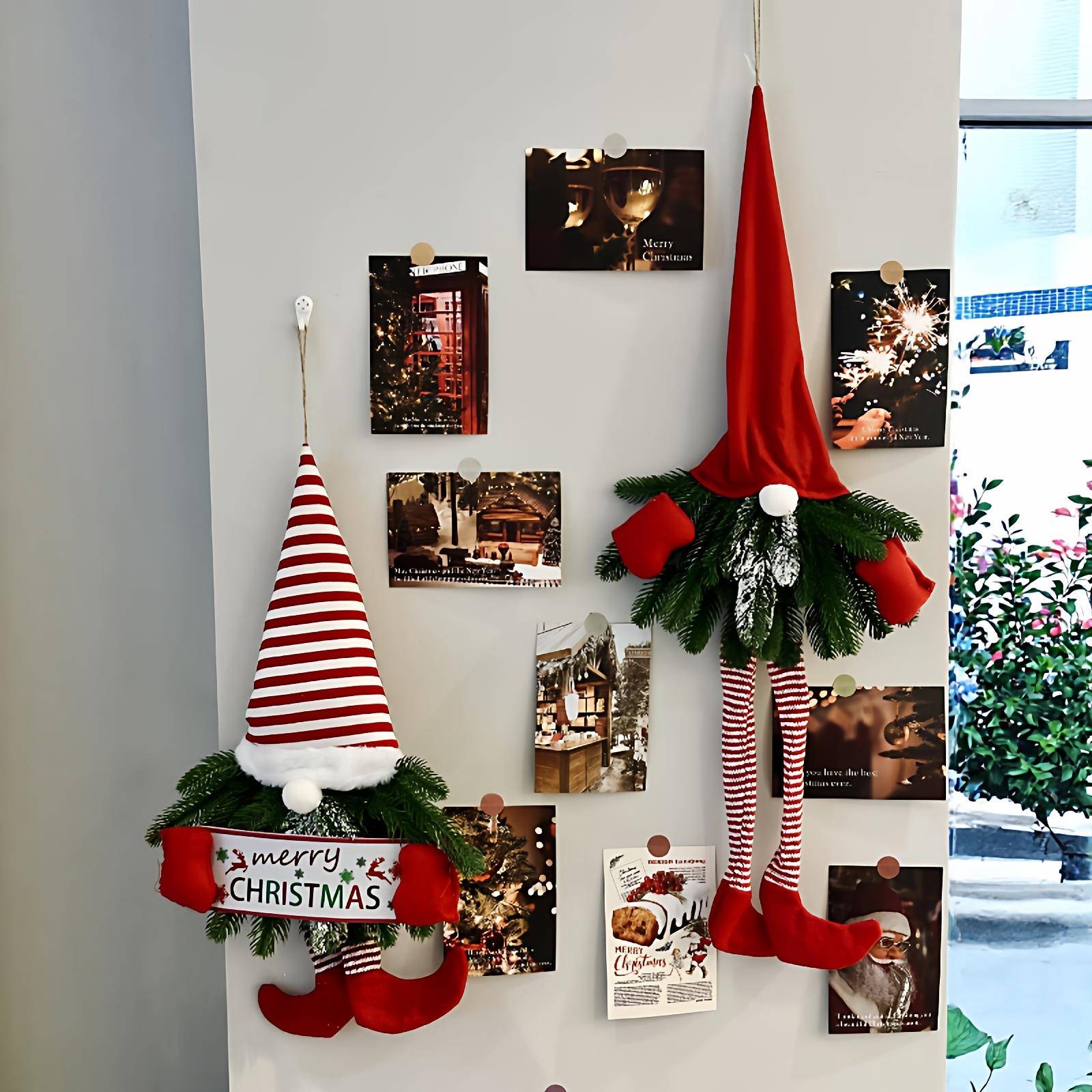 长腿无脸老人挂件餐厅咖啡店墙挂门挂橱窗挂饰圣诞节装饰节日布置