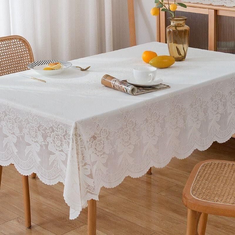 桌布防水防油免洗防烫pvc蕾丝长方形家用餐桌布茶几桌垫台布客厅
