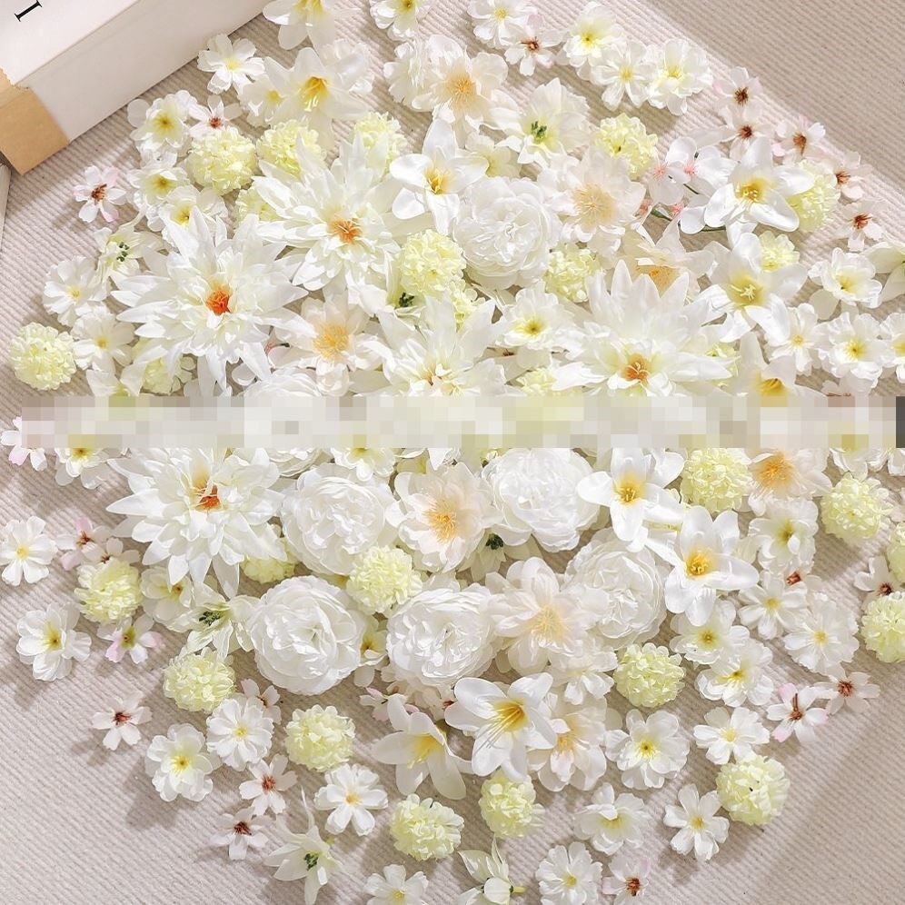 白色系系混搭仿真花朵假花绢花diy手作链花头饰学士帽花环材料包