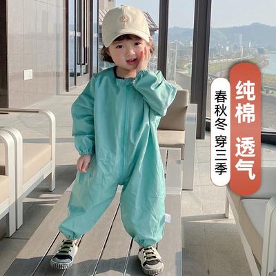 婴儿连体罩衣全身防脏爬行服纯棉儿童外出婴幼儿宝宝爬爬服春秋冬