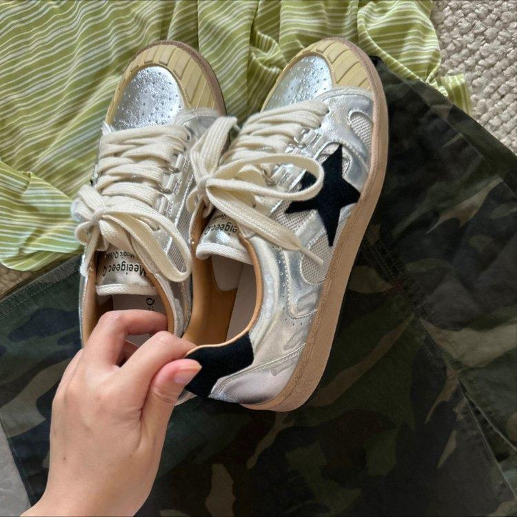 星星板鞋女2025秋季新款休闲运动复古德训鞋户外透气小白鞋跑步鞋