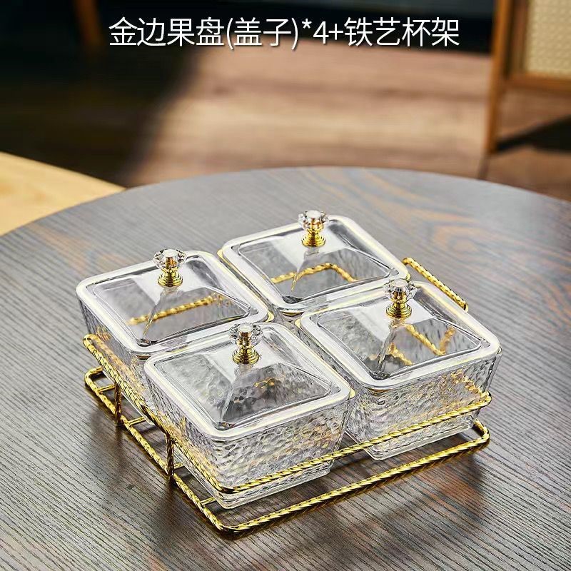 水果盘客厅家用轻奢高档新款亚克力分格点心零食盘酒吧KTV小吃盘