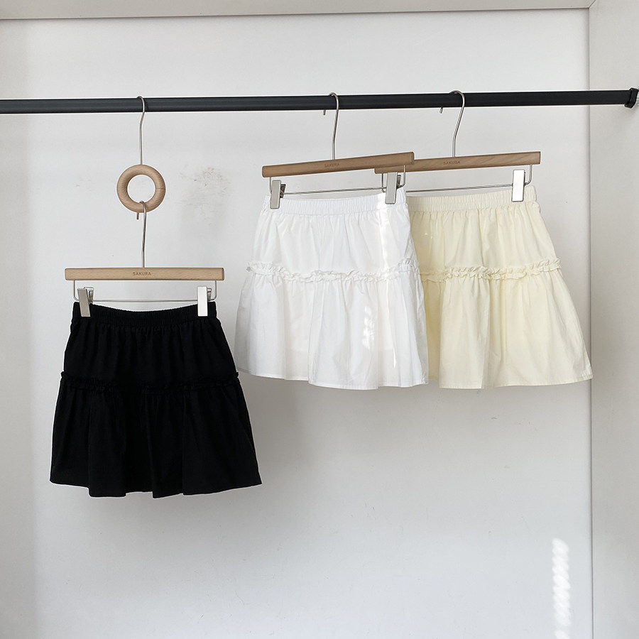 小个子白色木耳边高腰半身裙女春季新款法式温柔气质A字蛋糕短裙