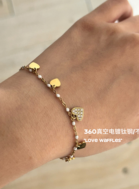 Pinecone home·【爱心华夫饼】流苏爆闪18k包金真空电镀钛钢项链