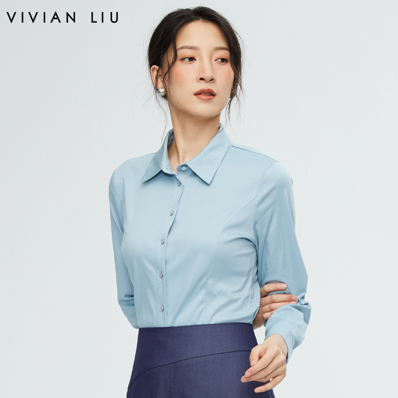 翻领气质修身单排扣针织长袖上衣