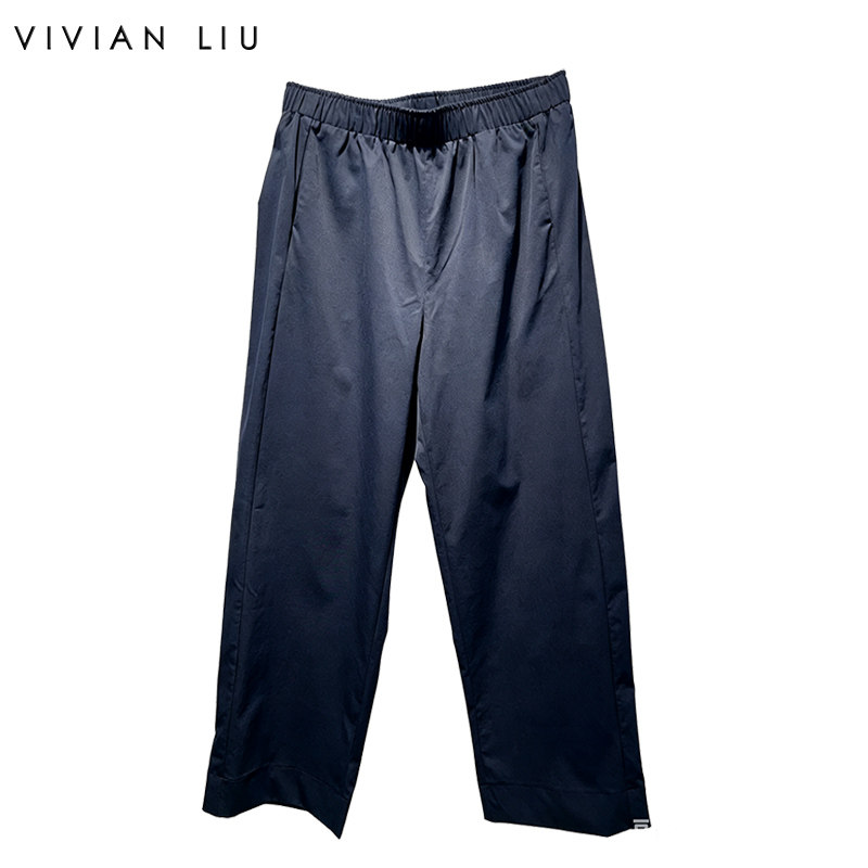 VIVIAN LIUA2625001春女装新款松紧腰斜插兜显瘦直筒休闲长裤